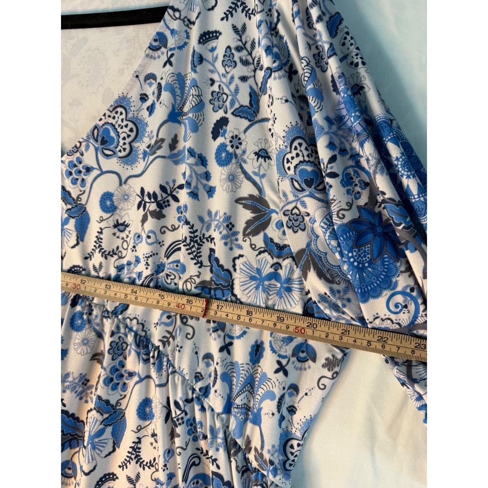 Pink Daisy womens blue & white floral 3/4 sleeve dress Sz 3x cottage core comfy - Picture 7 of 11